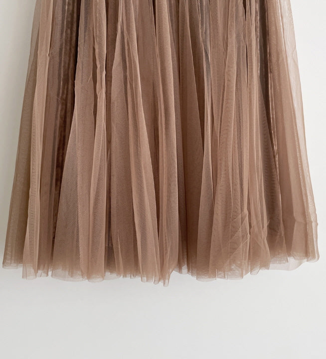 エレガント ベルベット チュールスカート(3color)