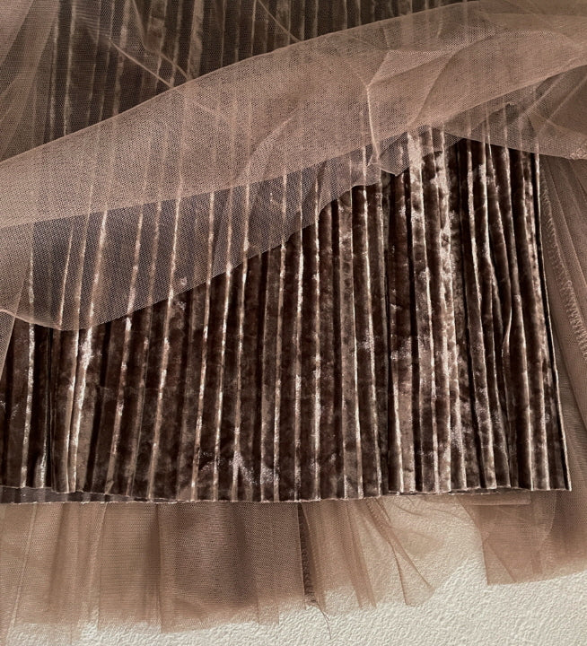 エレガント ベルベット チュールスカート(3color)