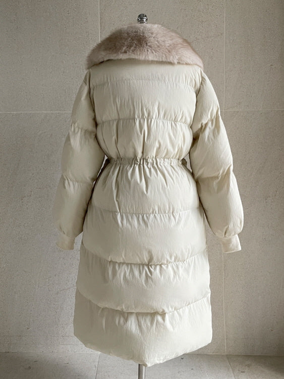 エレガントフェイクファーカラー ロングダウンコート(2color)