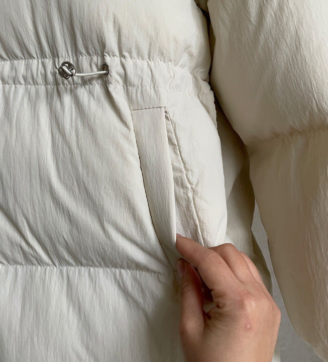 エレガントフェイクファーカラー ロングダウンコート(2color)