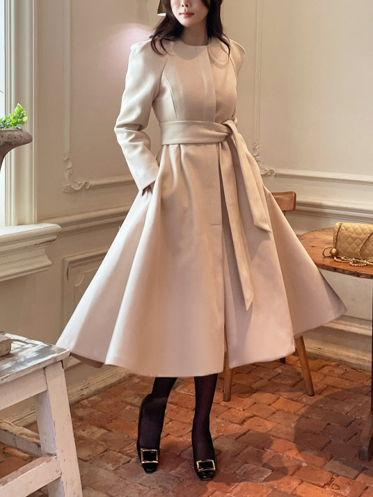 クラシック フレアシルエット ロングコート(2color)