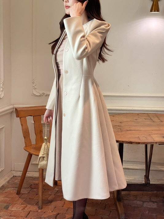 クラシック フレアシルエット ロングコート(2color)