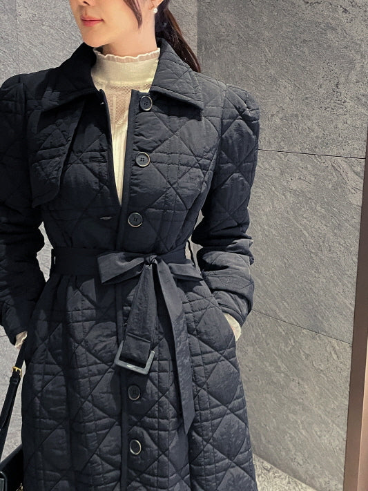 キルティング フレアロングコート