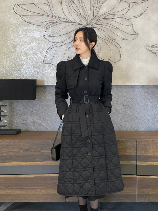 キルティング フレアロングコート