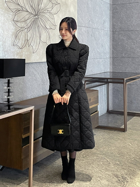 キルティング フレアロングコート