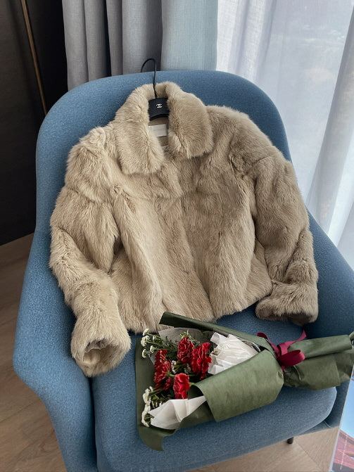 ラグジュアリー フェイクファー ショートコート(2color)