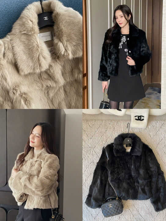 ラグジュアリー フェイクファー ショートコート(2color)