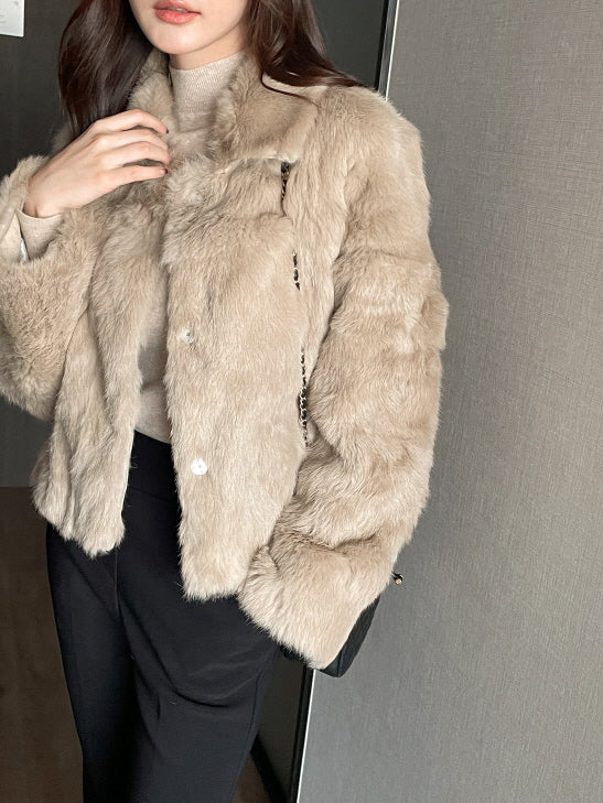 ラグジュアリー フェイクファー ショートコート(2color)