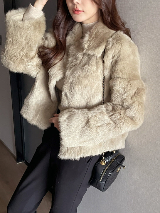 ラグジュアリー フェイクファー ショートコート(2color)
