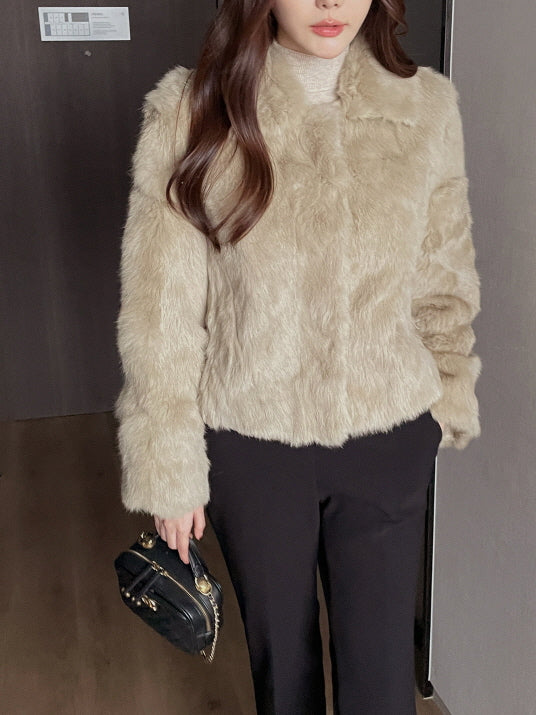 ラグジュアリー フェイクファー ショートコート(2color)