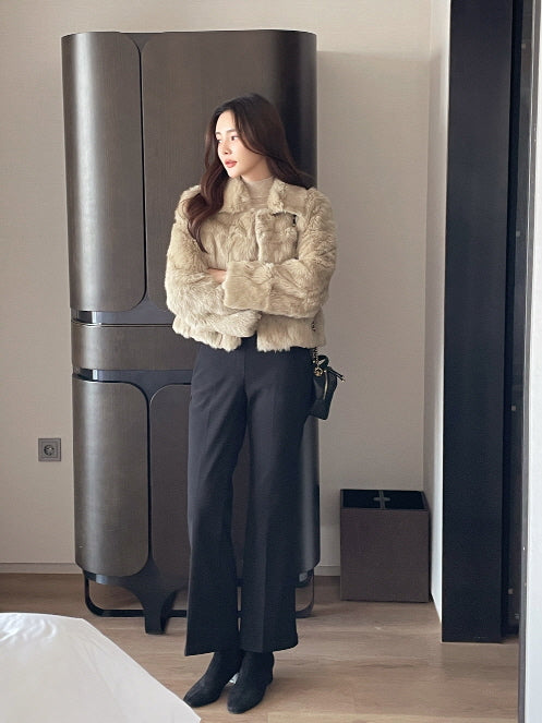 ラグジュアリー フェイクファー ショートコート(2color)