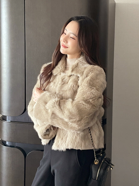 ラグジュアリー フェイクファー ショートコート(2color)