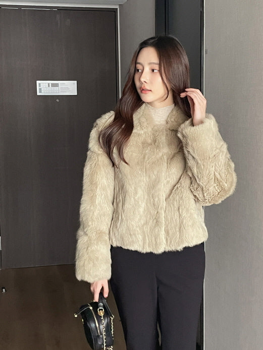 ラグジュアリー フェイクファー ショートコート(2color)