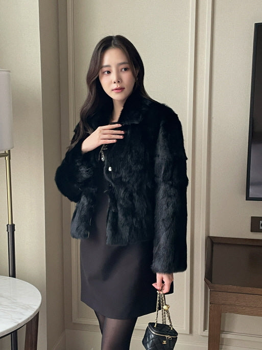 ラグジュアリー フェイクファー ショートコート(2color)