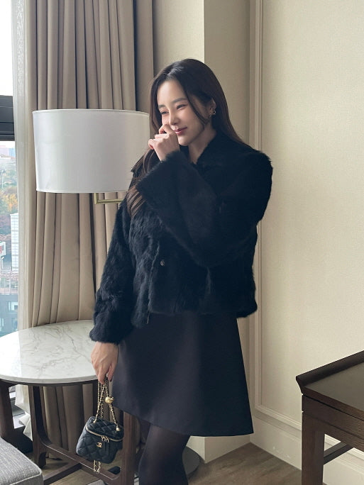ラグジュアリー フェイクファー ショートコート(2color)
