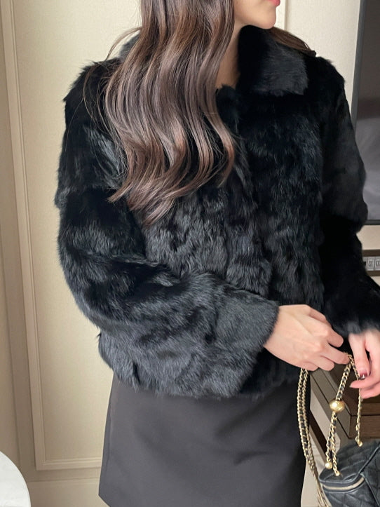 ラグジュアリー フェイクファー ショートコート(2color)
