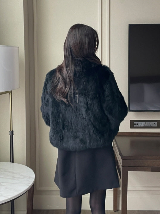 ラグジュアリー フェイクファー ショートコート(2color)