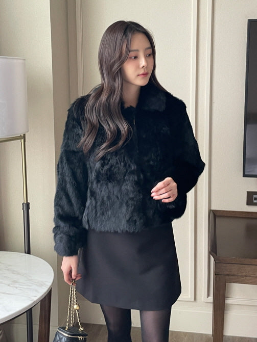 ラグジュアリー フェイクファー ショートコート(2color)