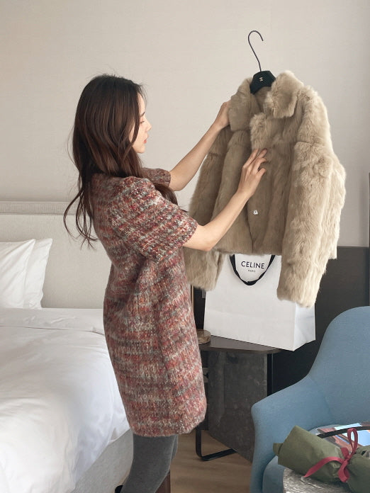 ラグジュアリー フェイクファー ショートコート(2color)