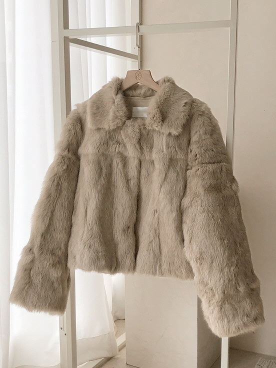 ラグジュアリー フェイクファー ショートコート(2color)