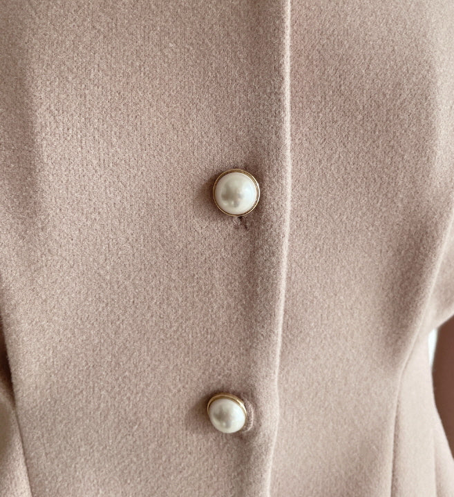 パールボタン ペプラムウールブラウス(3color)