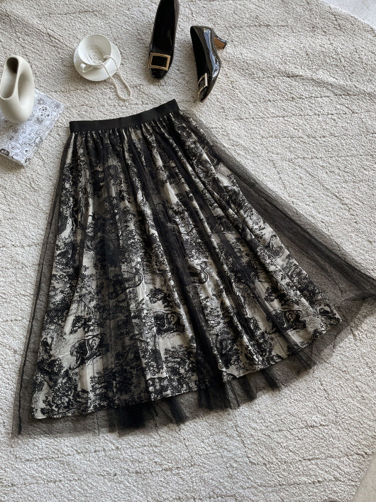 トワルレース・レイヤードチュールスカート　