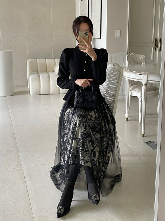 トワルレース・レイヤードチュールスカート　