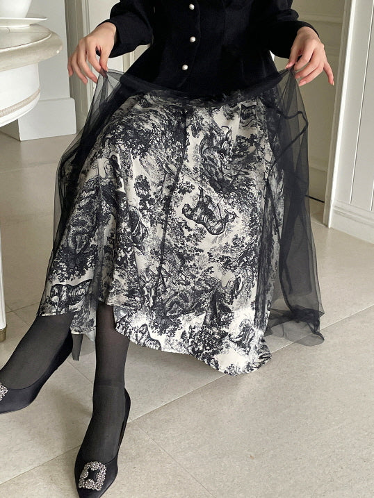 トワルレース・レイヤードチュールスカート　