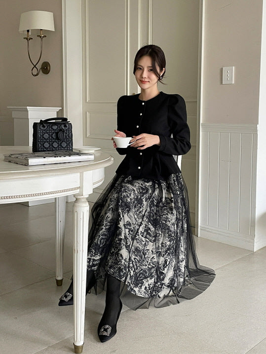 トワルレース・レイヤードチュールスカート　