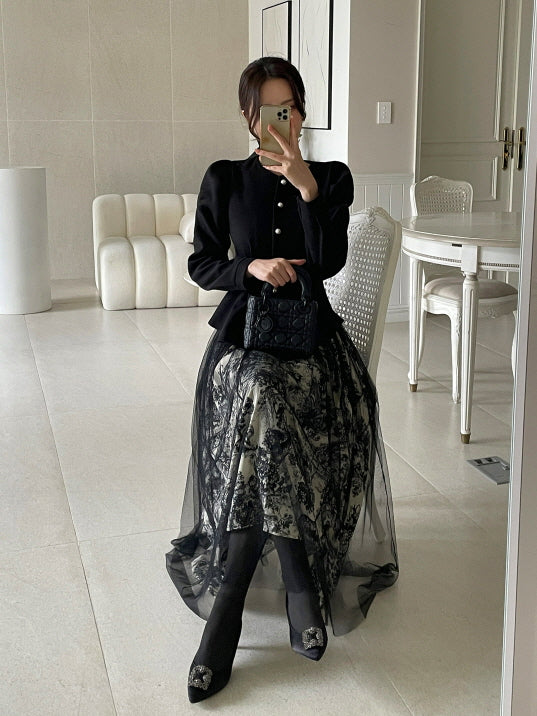 トワルレース・レイヤードチュールスカート　