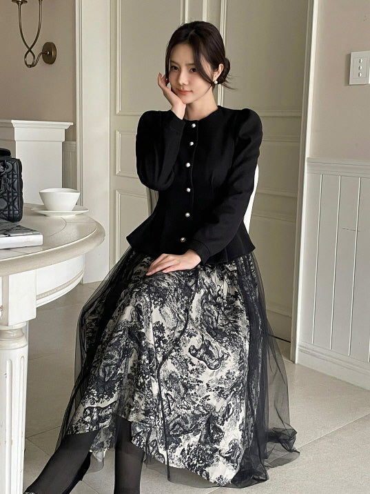 トワルレース・レイヤードチュールスカート　