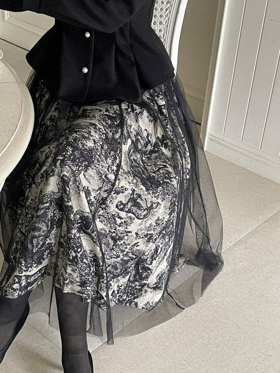 トワルレース・レイヤードチュールスカート　