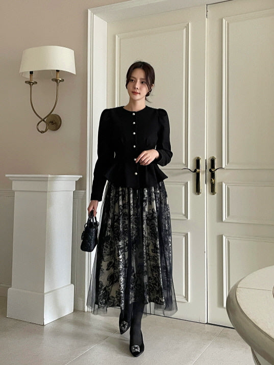 トワルレース・レイヤードチュールスカート　