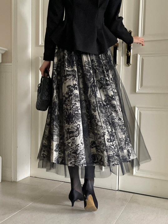 トワルレース・レイヤードチュールスカート　