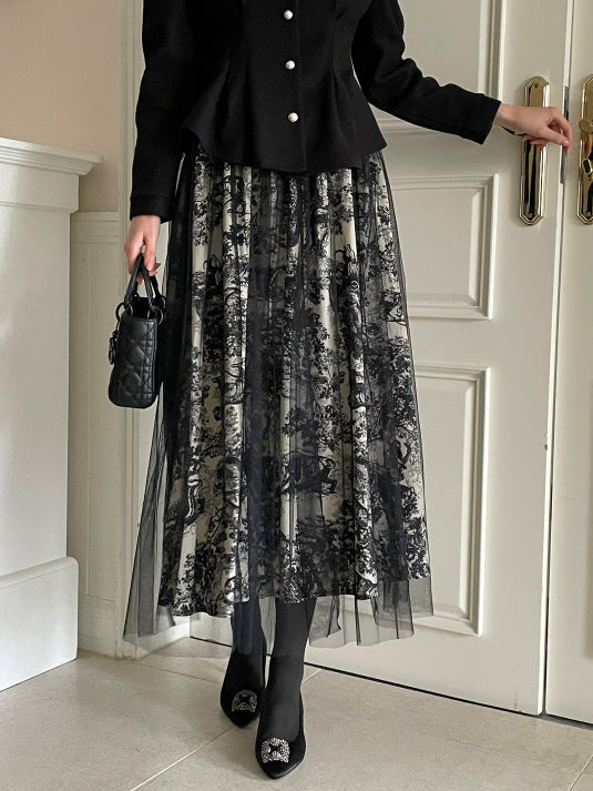 トワルレース・レイヤードチュールスカート　