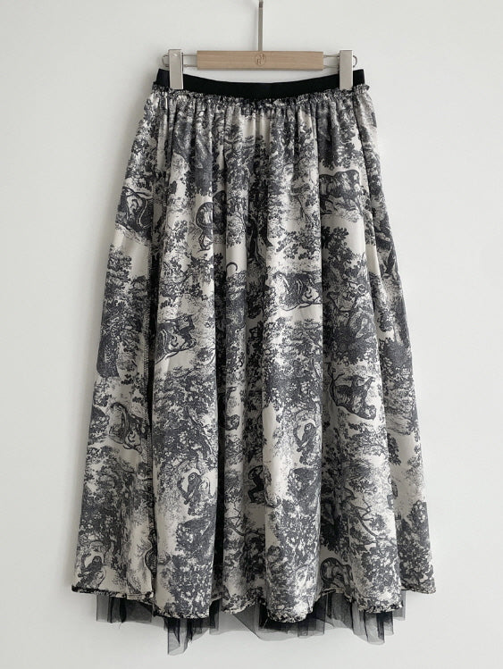 トワルレース・レイヤードチュールスカート　