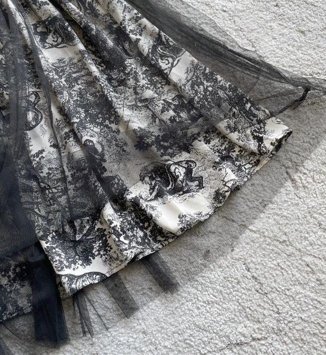 トワルレース・レイヤードチュールスカート　