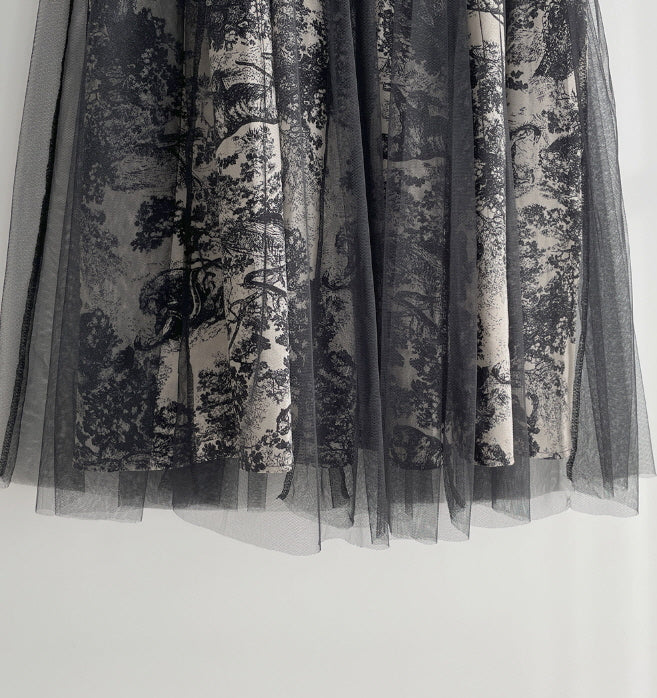 トワルレース・レイヤードチュールスカート　