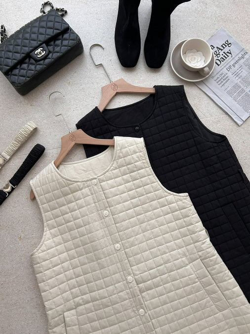 スクエアキルティング・ハートベルトワンピース(2color)