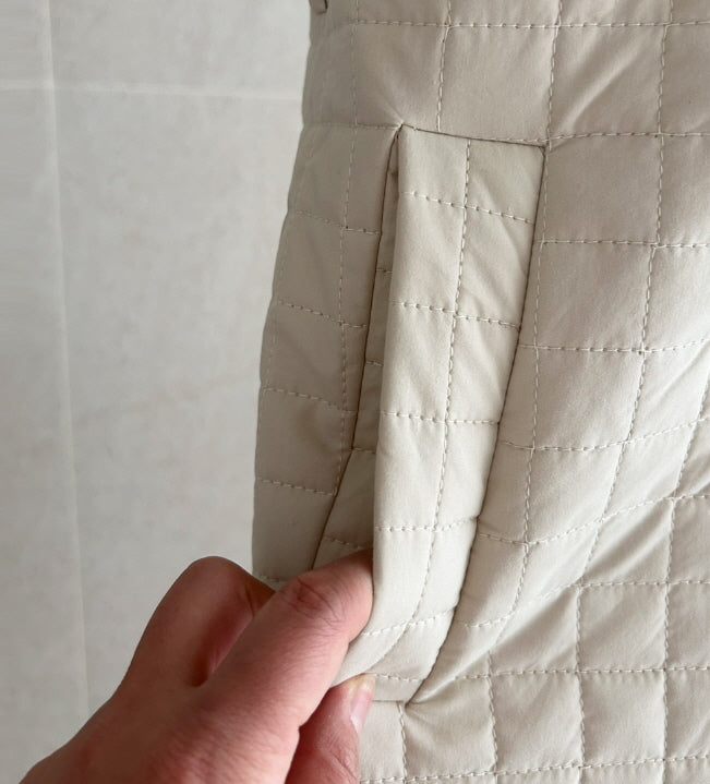 スクエアキルティング・ハートベルトワンピース(2color)