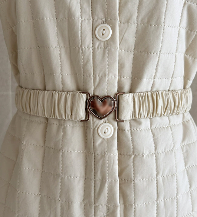 スクエアキルティング・ハートベルトワンピース(2color)