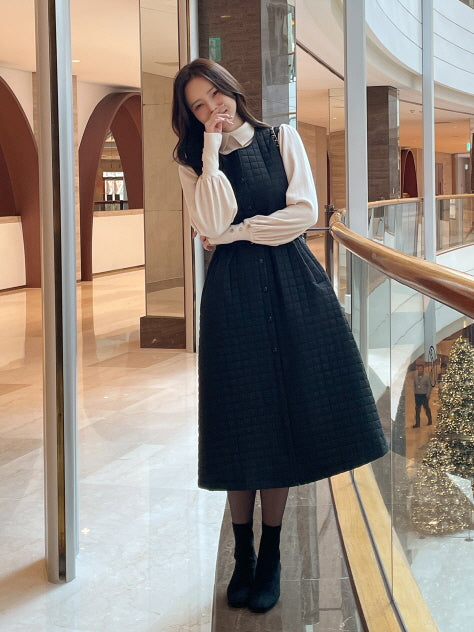 襟付きモックネック ボタンカフスニットトップス(5color)