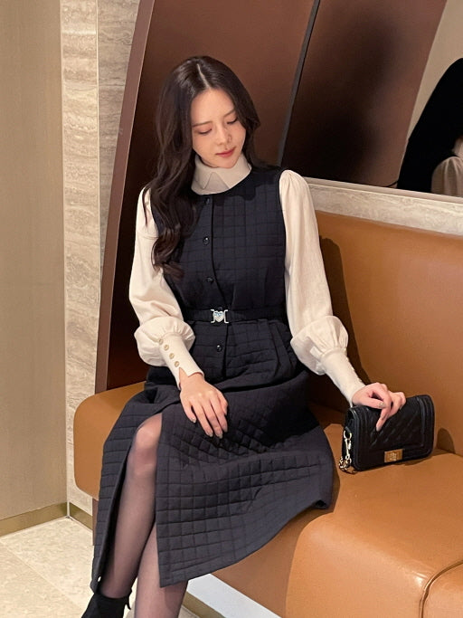 襟付きモックネック ボタンカフスニットトップス(5color)