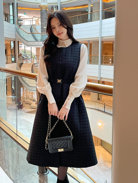 襟付きモックネック ボタンカフスニットトップス(5color)