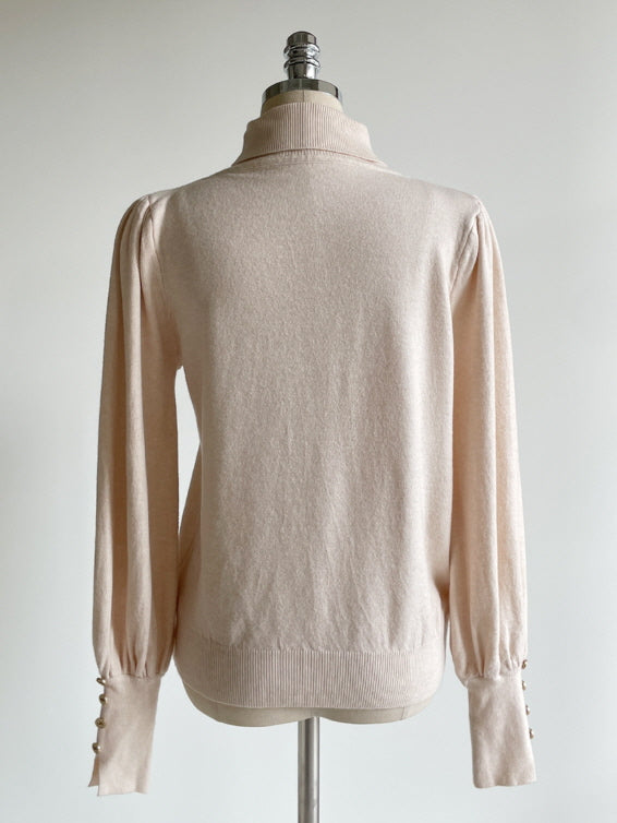 襟付きモックネック ボタンカフスニットトップス(5color)