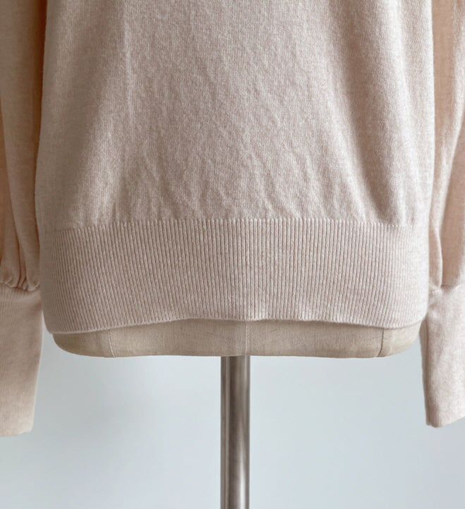 襟付きモックネック ボタンカフスニットトップス(5color)