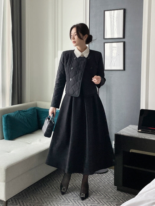 パールボタン レースフリルブラウス(2color)