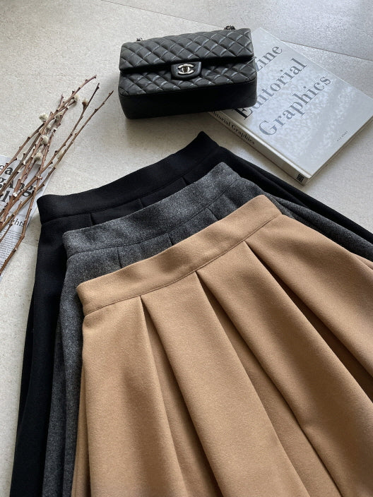 エレガントウォームタックフレアスカート(3color)
