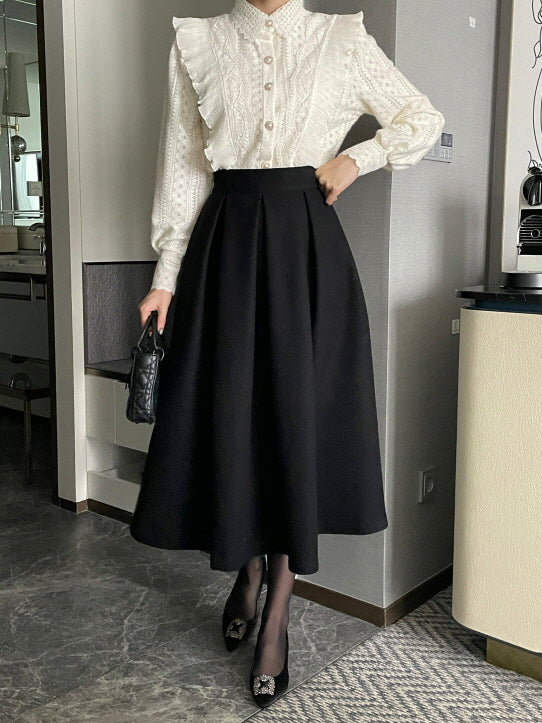 エレガントウォームタックフレアスカート(3color)