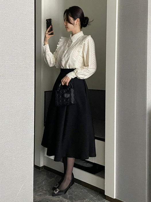 エレガントウォームタックフレアスカート(3color)